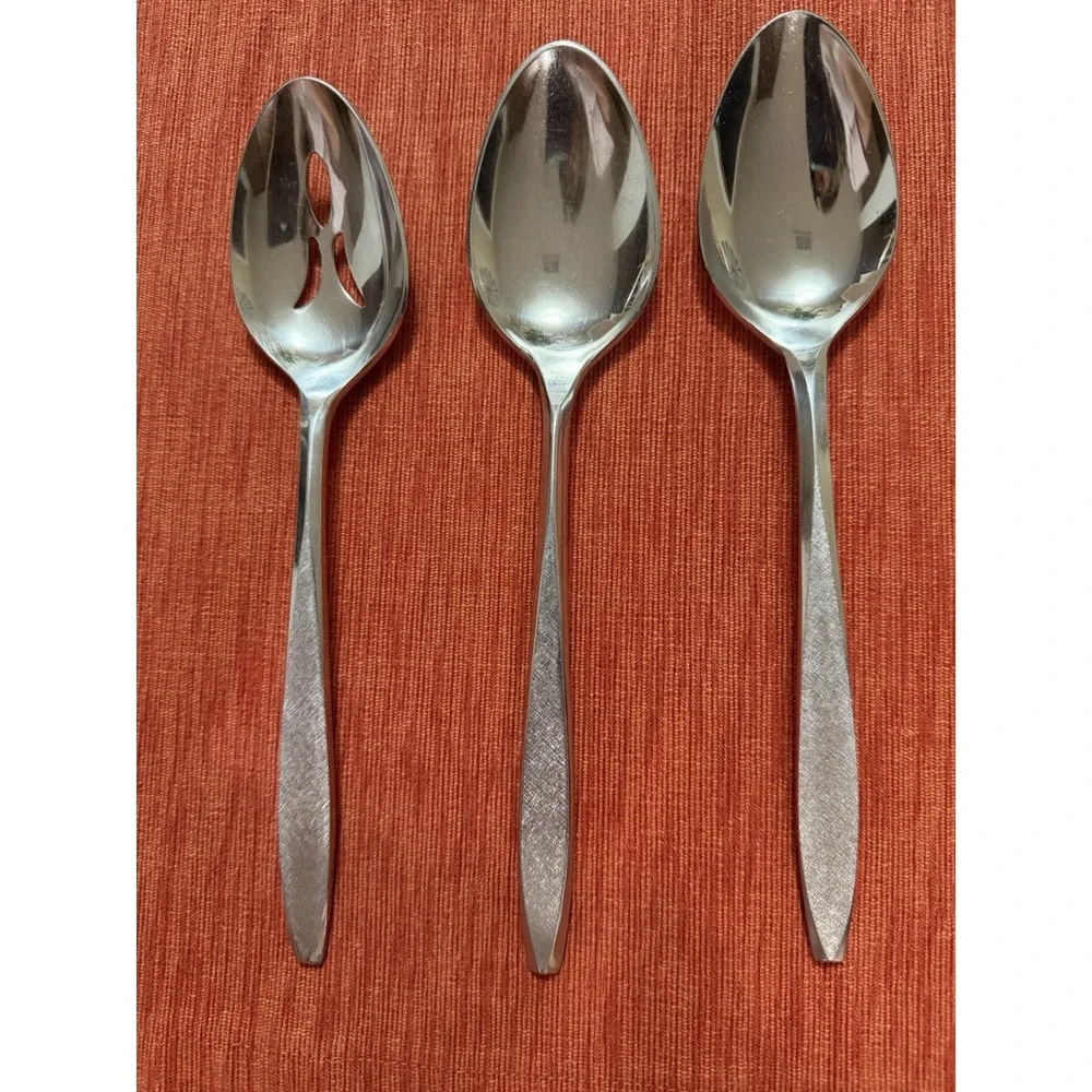 Ekco Eterna Corsair Serving Spoons Lot 3 Stainless Flatware 8.5 in